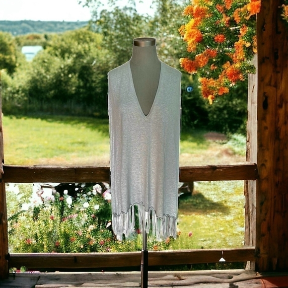 Womens PONCHO Michael Kors Light Gray Birdie Sweater Knit Cozy Wrap Poncho Cape - Picture 2 of 8